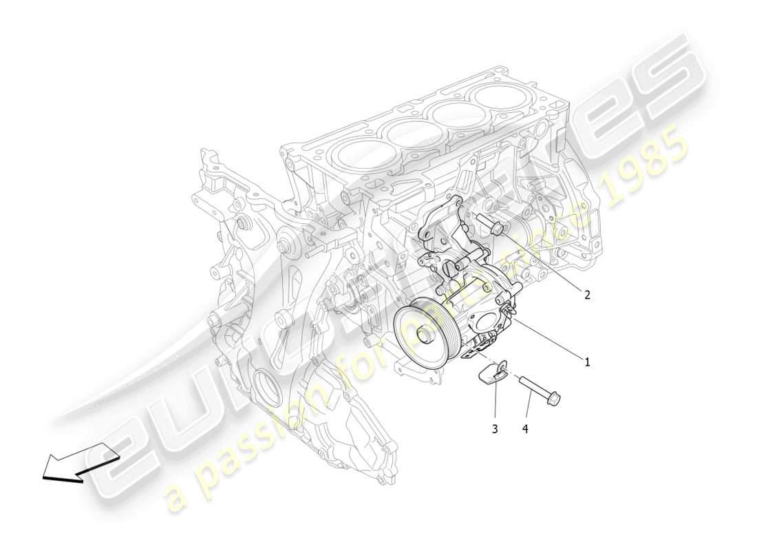 maserati ghibli fragment (2022) sistema de refrigeración: diagrama de piezas de la bomba de agua