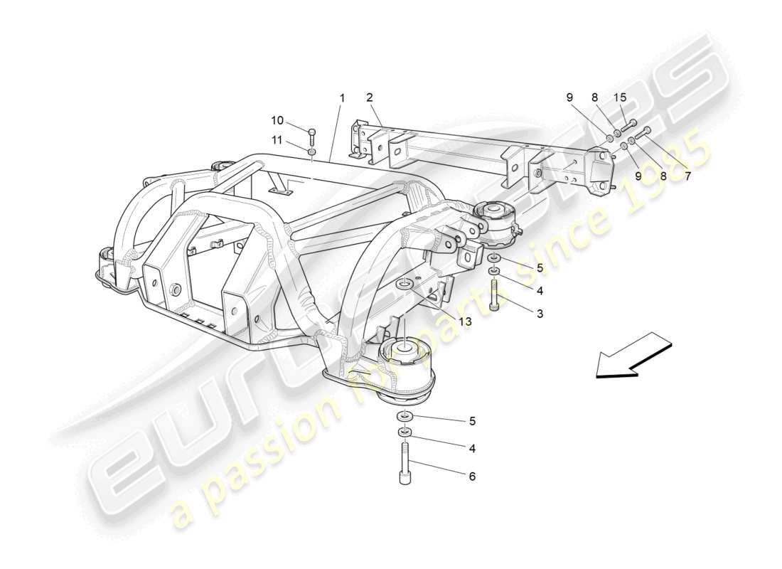 maserati grancabrio mc (2013) diagrama de piezas del chasis trasero