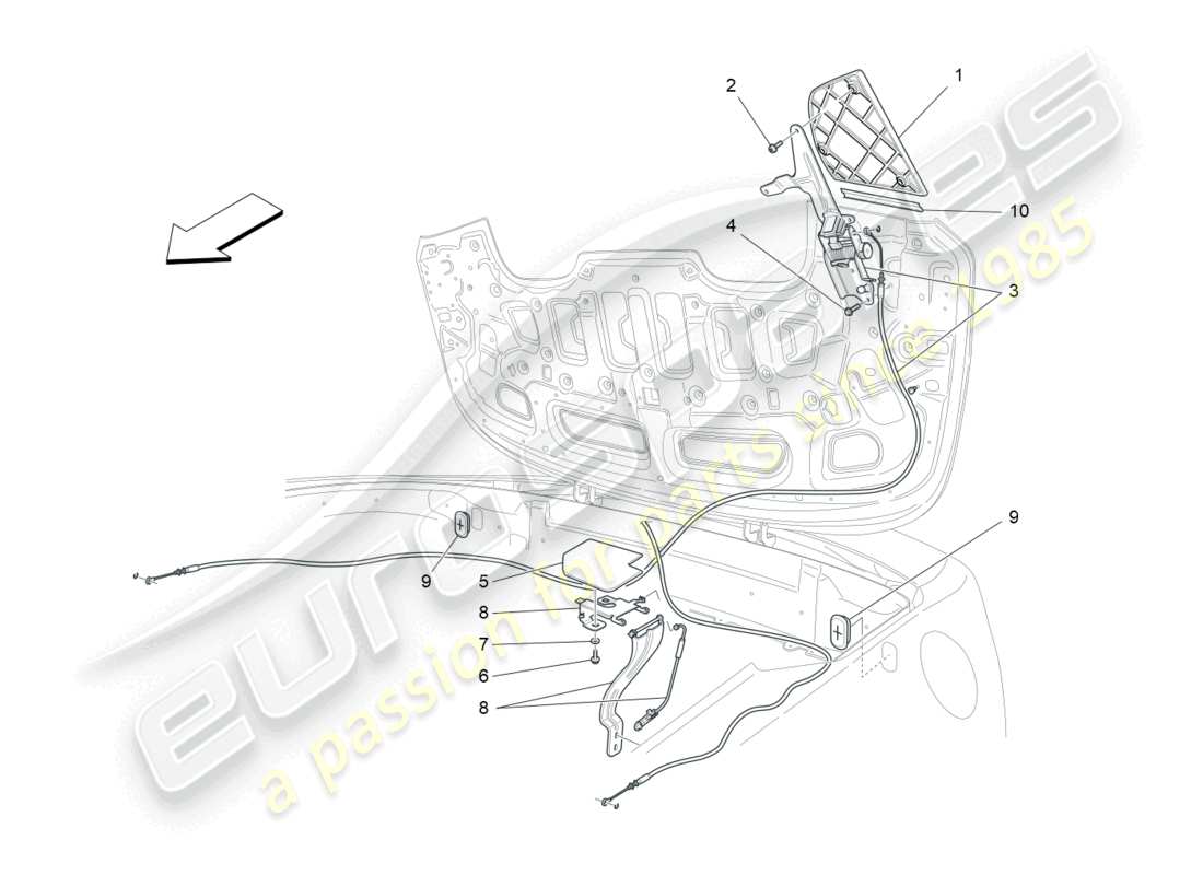 maserati grancabrio mc (2013) capote eléctrico: solapas diagrama de piezas
