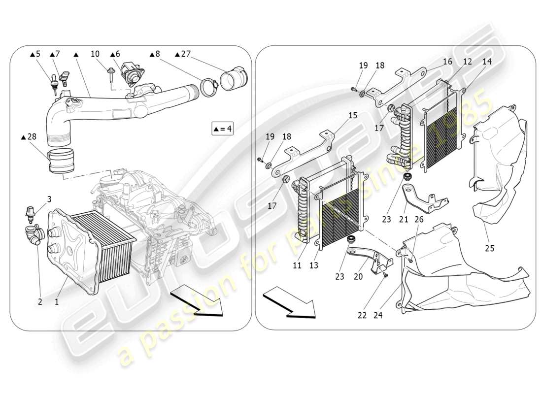 maserati ghibli fragment (2022) diagrama de piezas del sistema intercooler