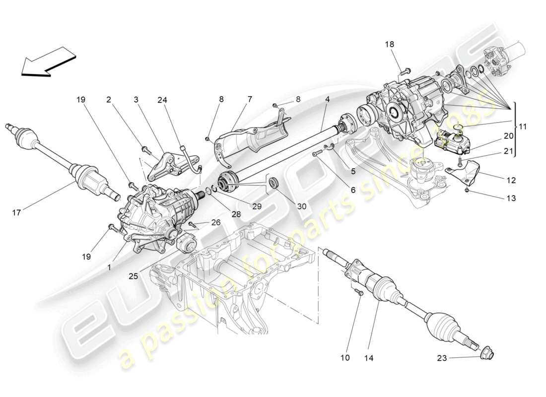 maserati levante modena s (2022) transmisión de las ruedas delanteras diagrama de piezas