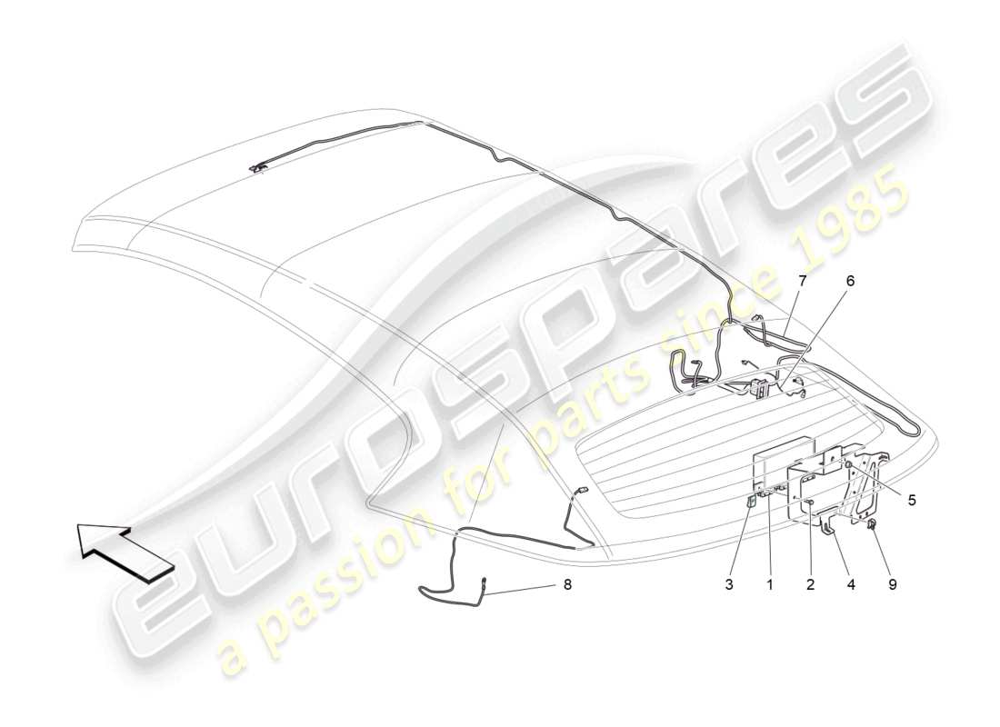 maserati grancabrio mc (2013) capote eléctrico: diagrama de piezas de control electrónico