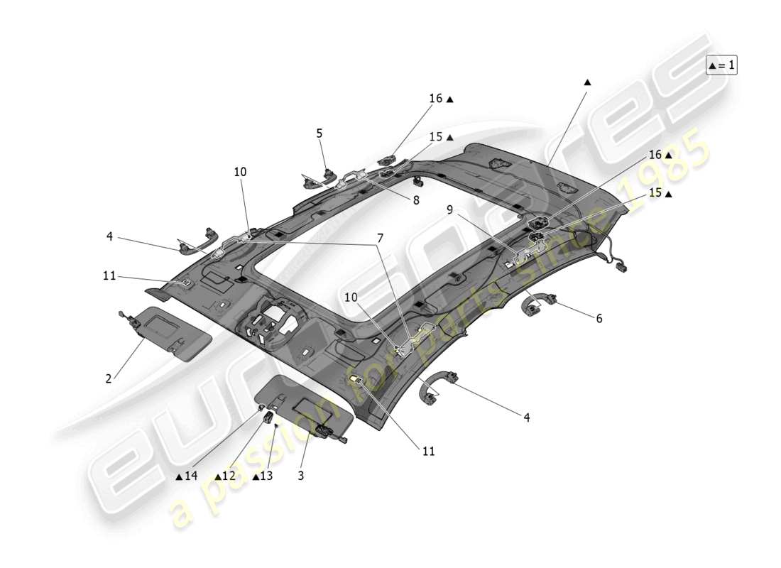 maserati grecale trofeo (2023) parasol y techo diagrama de piezas