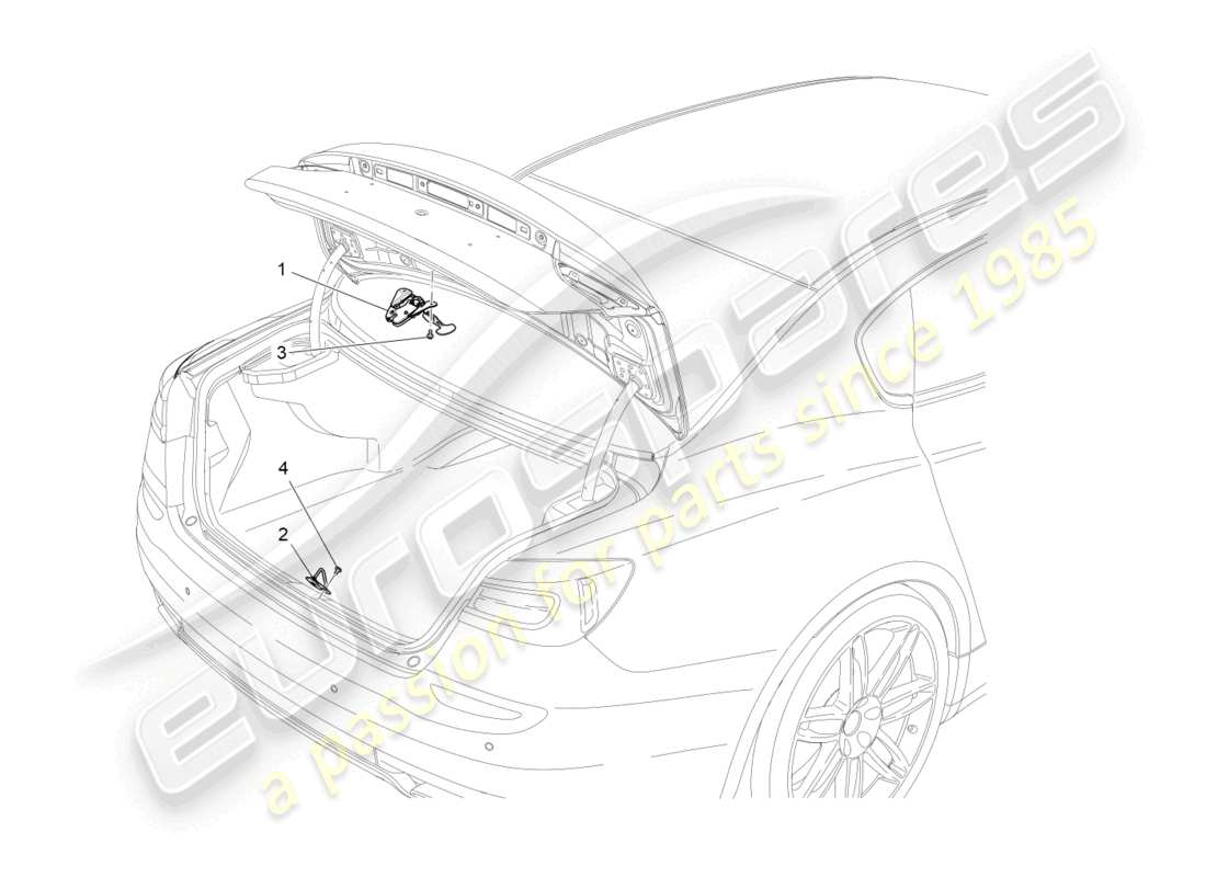 maserati quattroporte (2018) diagrama de piezas de control de apertura de la tapa trasera