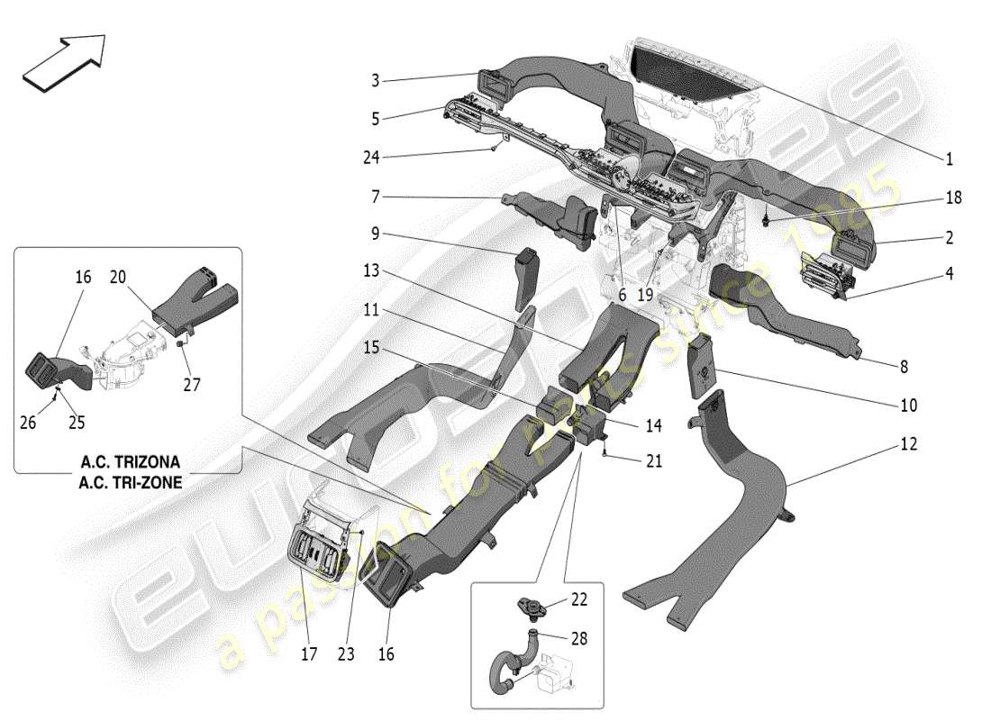 maserati grecale modena (2023) unidad de a/c: difusión diagrama de piezas