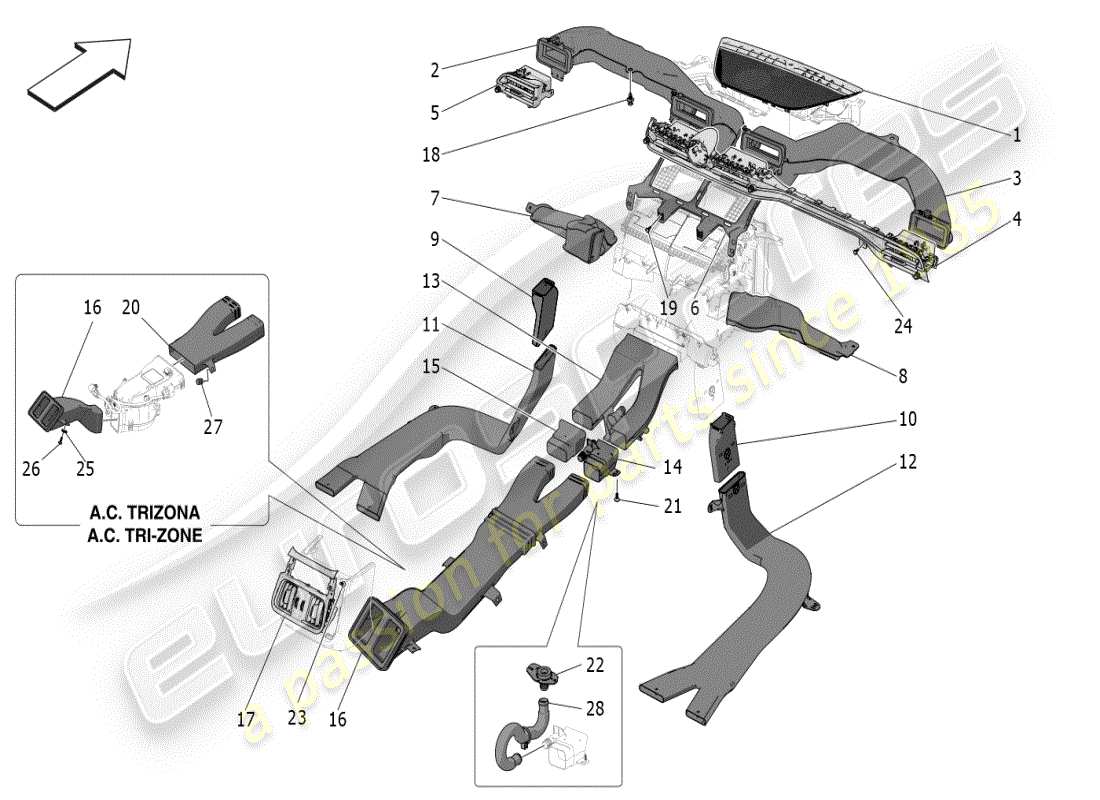 maserati grecale modena (2023) unidad de a/c: difusión diagrama de piezas
