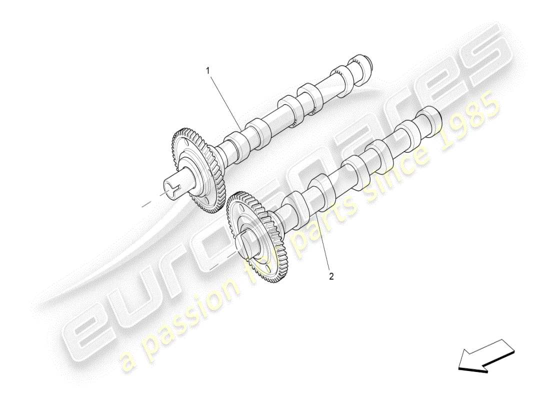 maserati ghibli (2021) diagrama de piezas de los árboles de levas de la culata del cilindro derecho