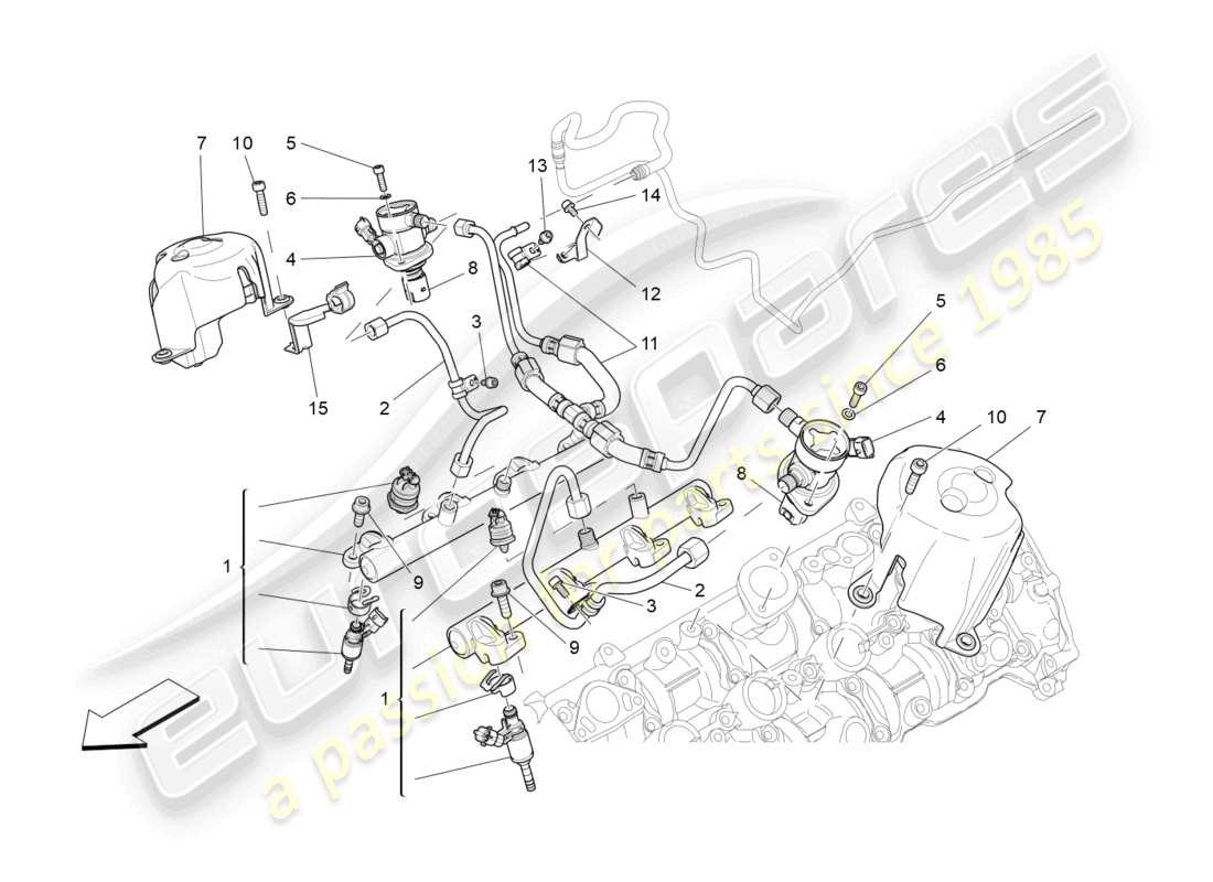 maserati quattroporte (2018) diagrama de piezas de bombas de combustible y líneas de conexión