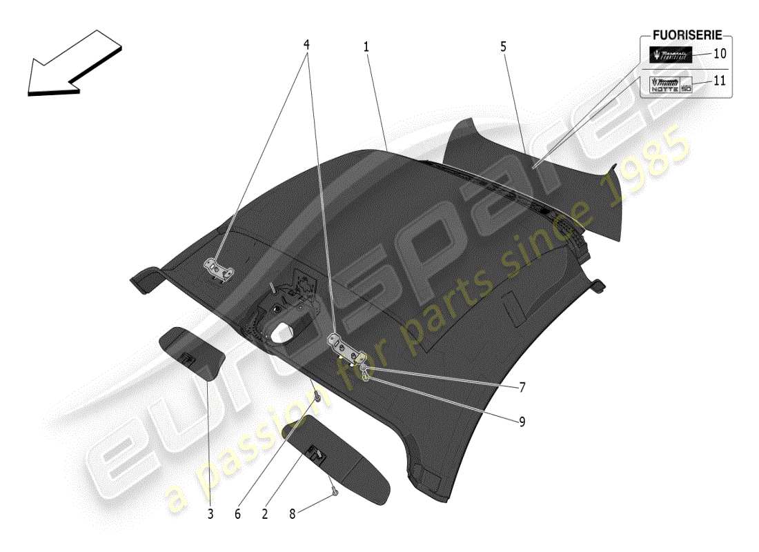 maserati mc20 (2024) parasol y techo diagrama de piezas
