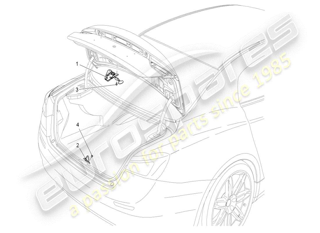 maserati ghibli (2020) control de apertura del portón trasero diagrama de piezas