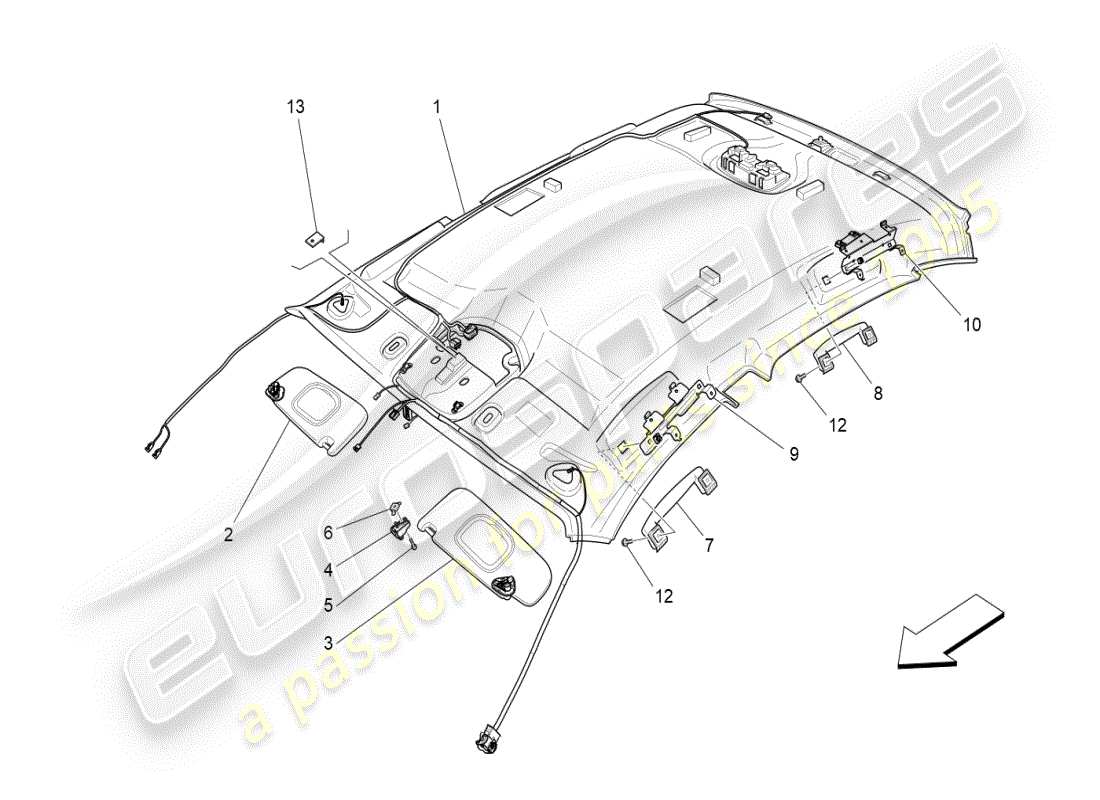 maserati ghibli (2019) parasol y techo diagrama de piezas