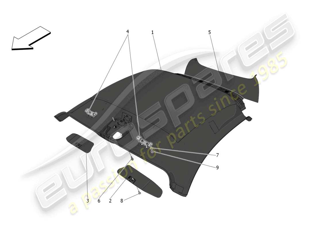 maserati mc20 (2023) parasol y techo diagrama de piezas
