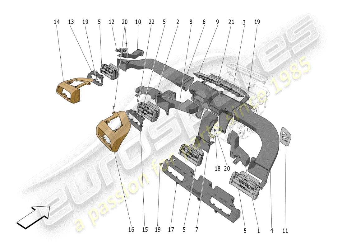 maserati mc20 (2024) unidad de aire acondicionado: difusión diagrama de piezas