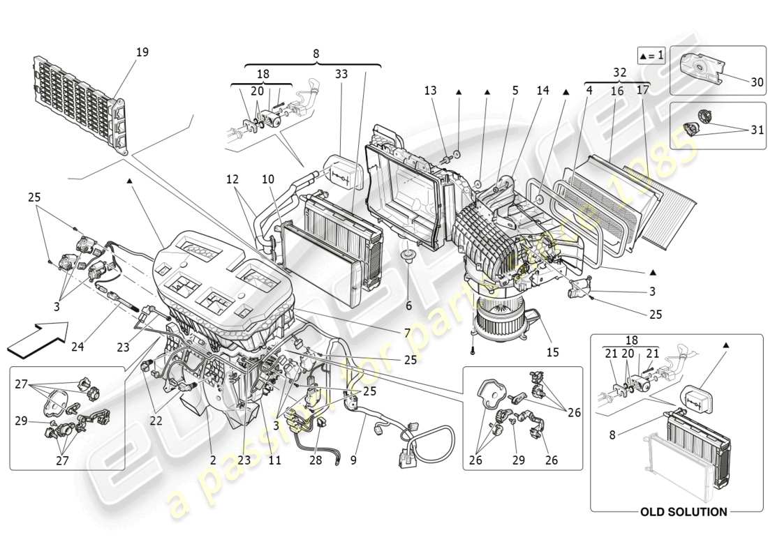 maserati levante (2020) unidad de a/c: dispositivos del tablero diagrama de piezas