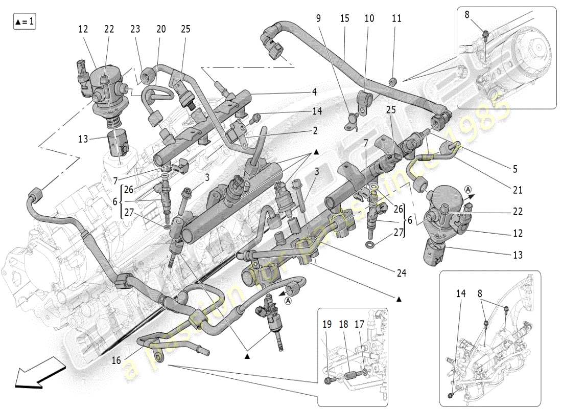 maserati mc20 (2024) bombas de combustible y líneas de conexión diagrama de piezas