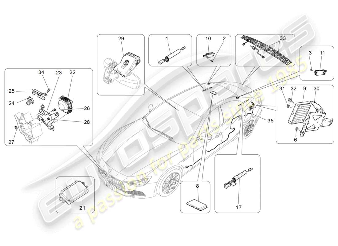 maserati ghibli (2017) diagrama de partes del sistema it