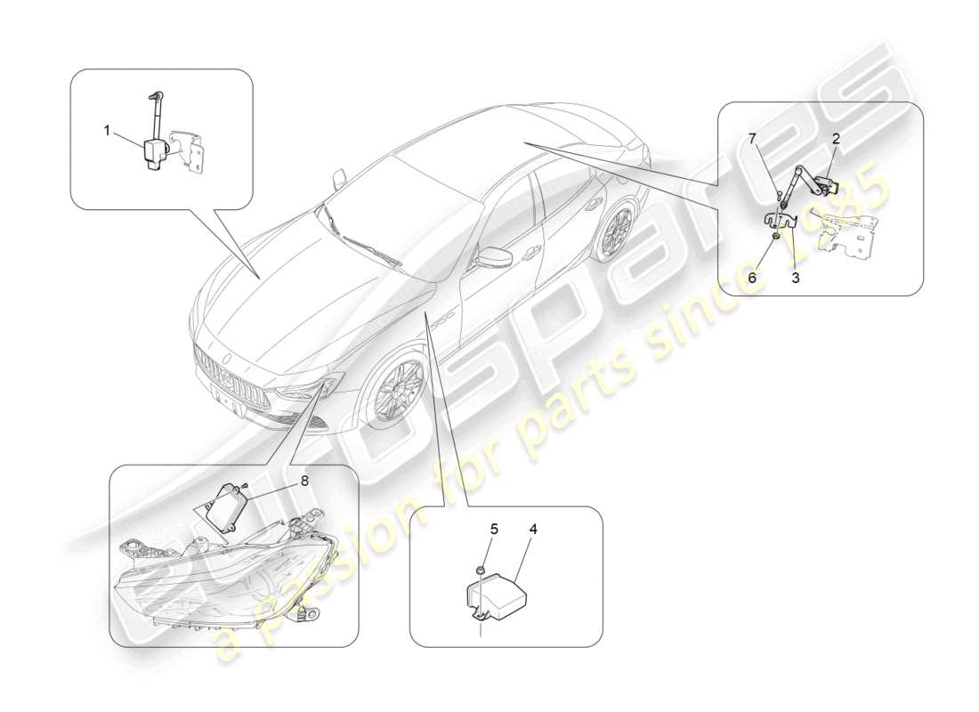 maserati ghibli (2014) control del sistema de iluminación diagrama de piezas