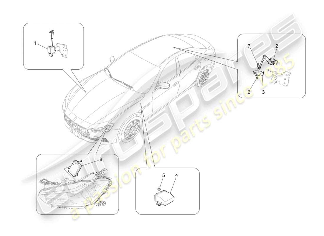 maserati ghibli (2014) diagrama de piezas de control del sistema de iluminación