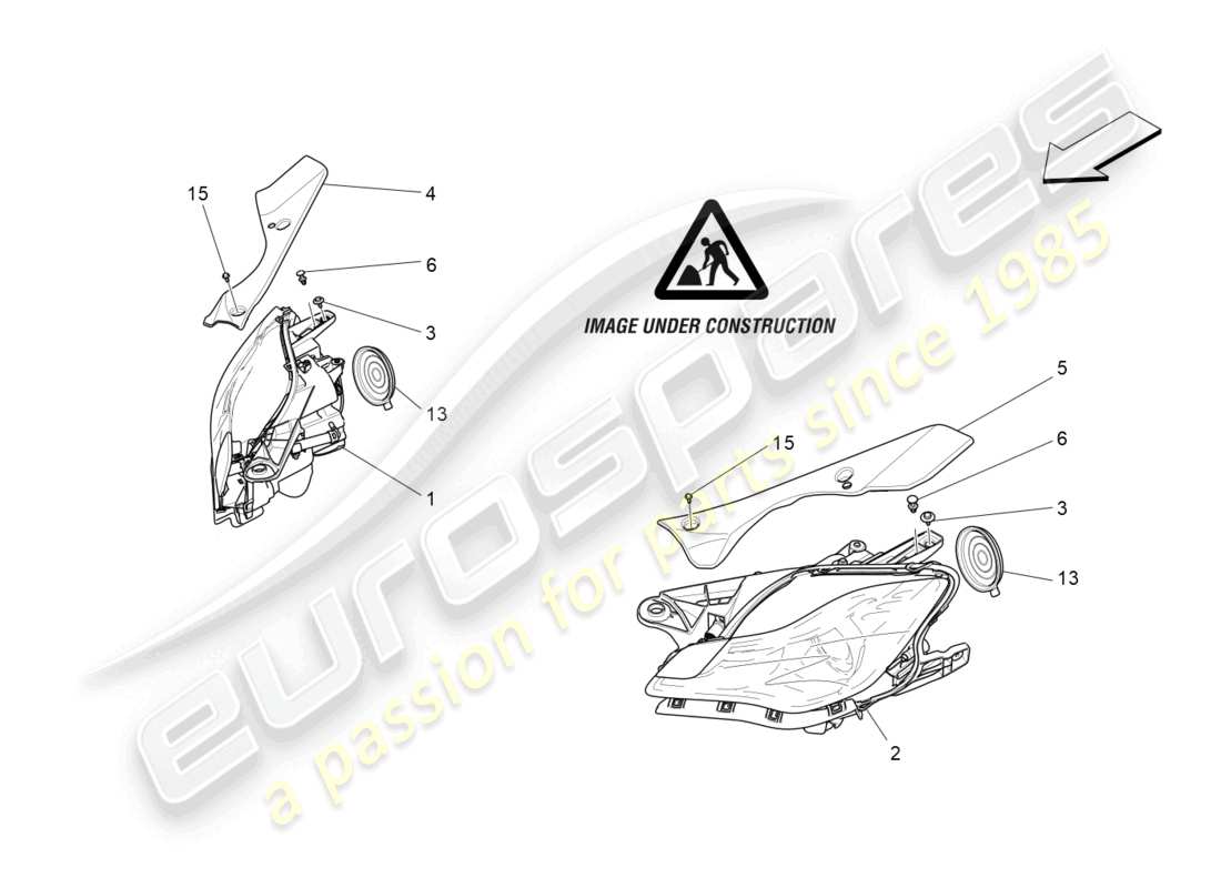 maserati quattroporte (2018) diagrama de piezas de los grupos de faros