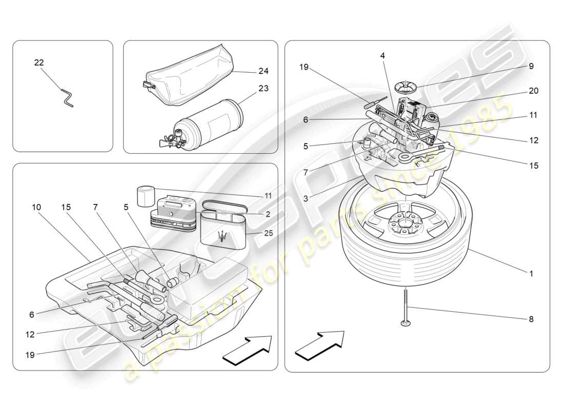 maserati quattroporte (2018) diagrama de piezas estándar proporcionado