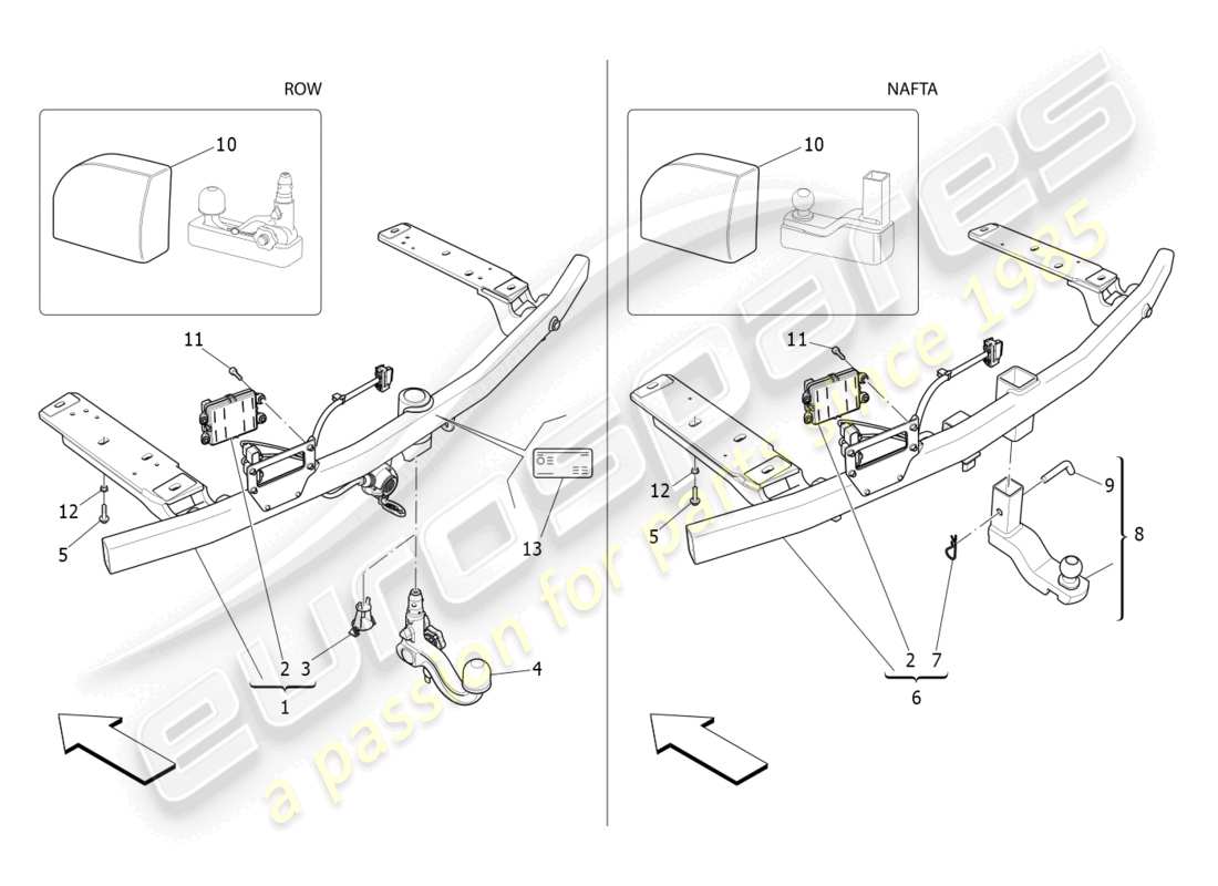 maserati levante (2019) estándar proporcionado diagrama de piezas