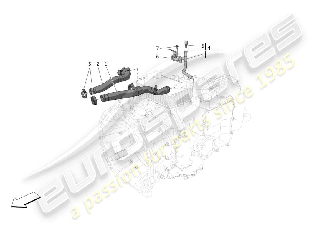 maserati mc20 cielo (2023) diagrama de piezas de lubricación y refrigeración del aceite de la caja de cambios