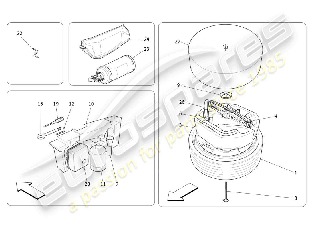 maserati ghibli fragment (2022) diagrama de piezas estándar proporcionado