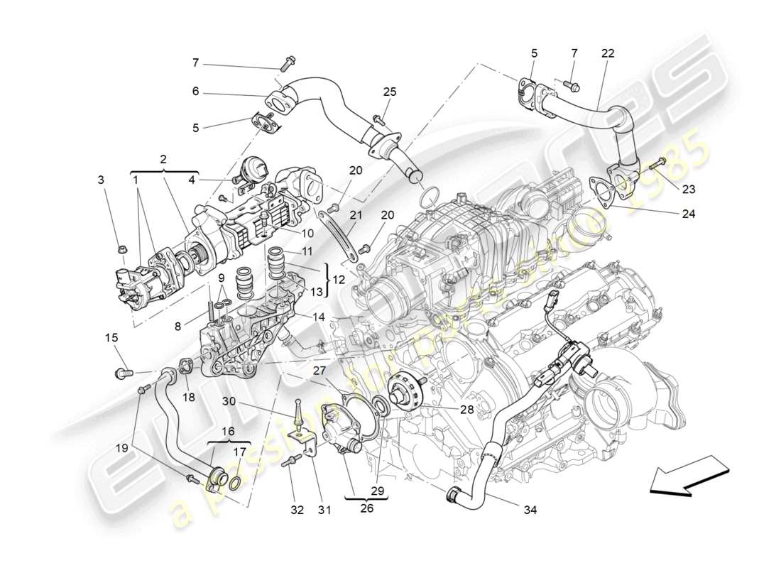 maserati ghibli (2014) sistema de recirculación de vapor de aceite diagrama de piezas