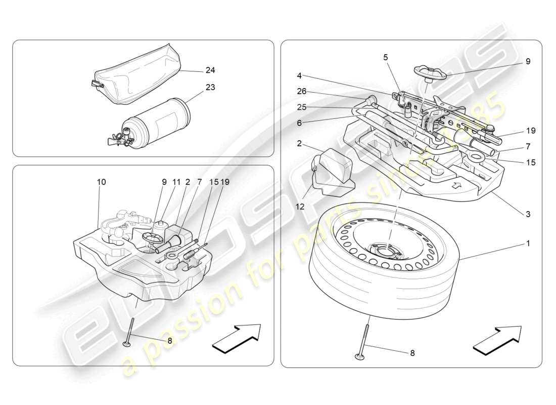 maserati levante tributo (2021) estándar proporcionado diagrama de piezas