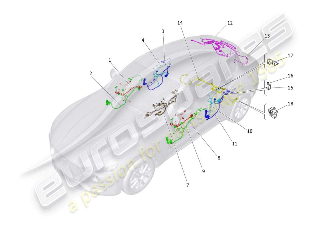 maserati levante tributo (2021) diagrama de piezas de cableado principal