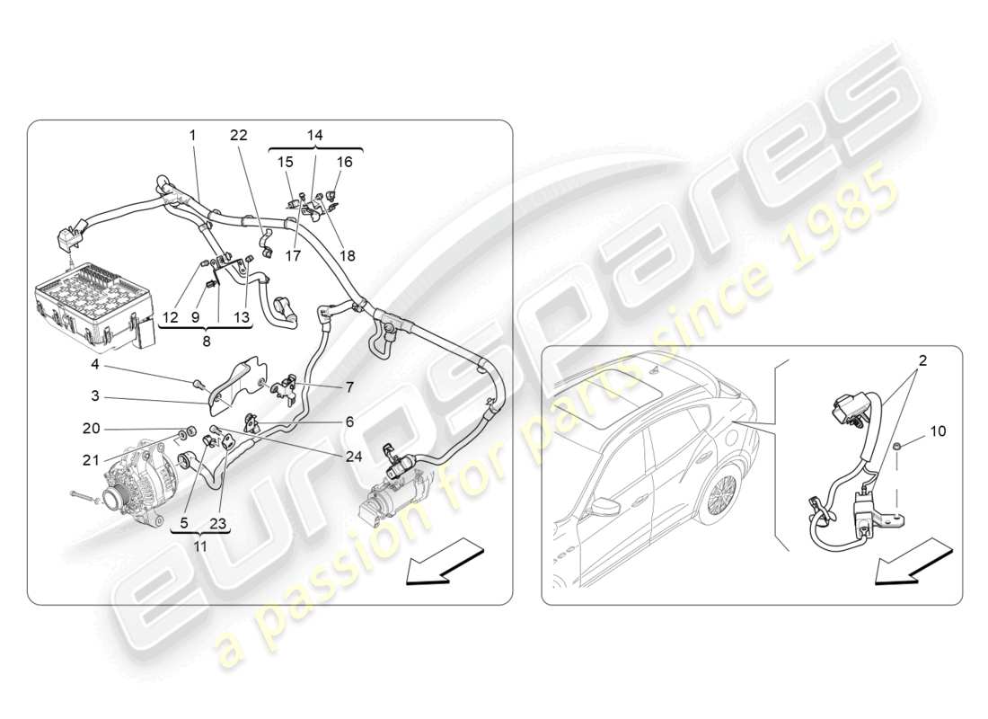 maserati levante tributo (2021) diagrama de piezas de cableado principal