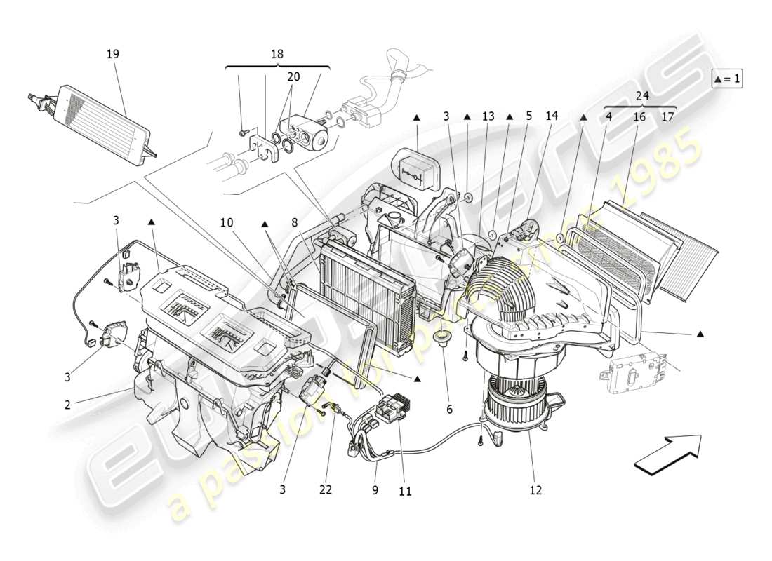 maserati ghibli (2014) unidad de a/c: dispositivos del tablero diagrama de piezas