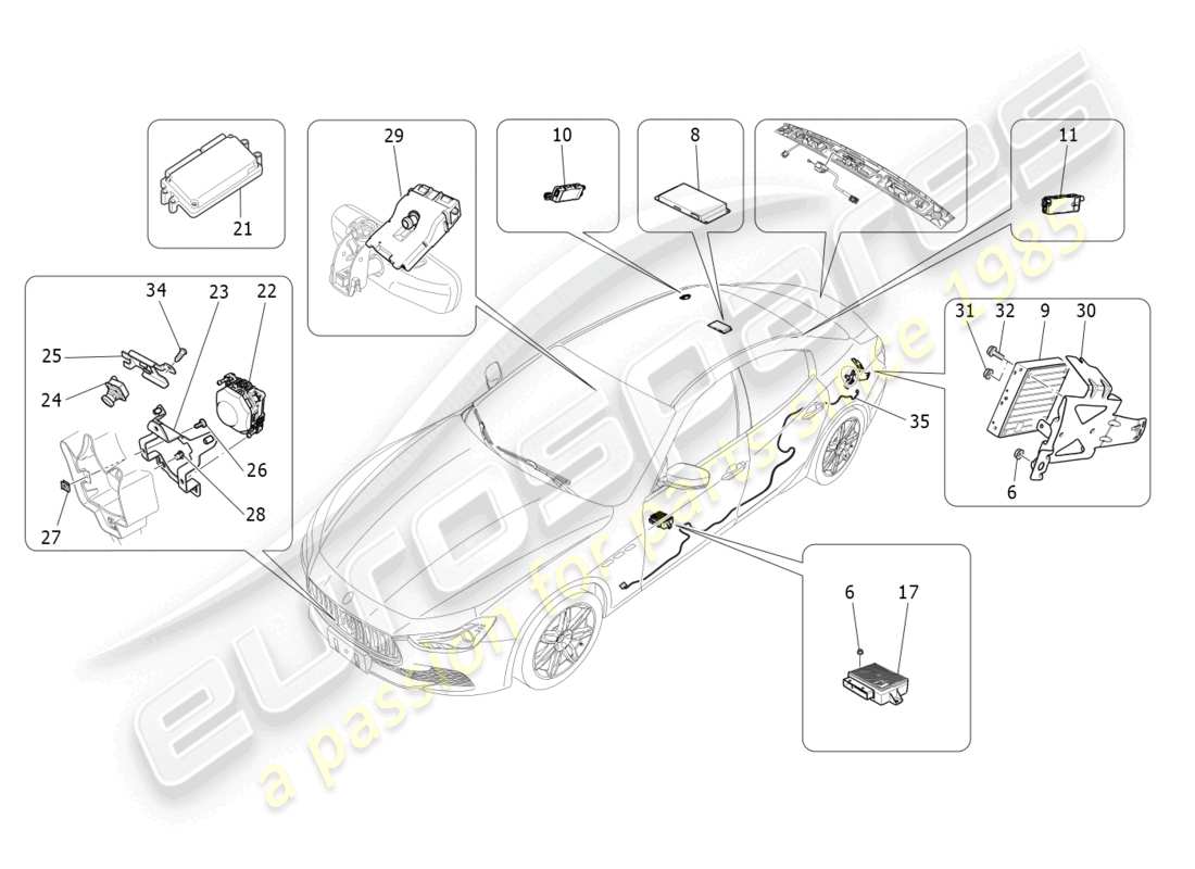 maserati ghibli (2018) diagrama de partes del sistema it