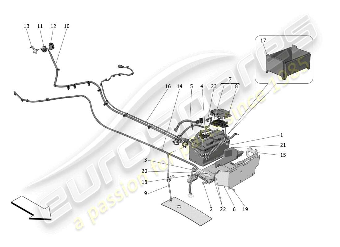 maserati mc20 (2022) diagrama de partes de generación y acumulación de energía