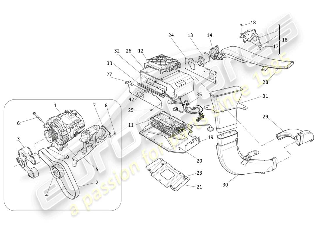 maserati ghibli fragment (2022) diagrama de partes de generación y acumulación de energía