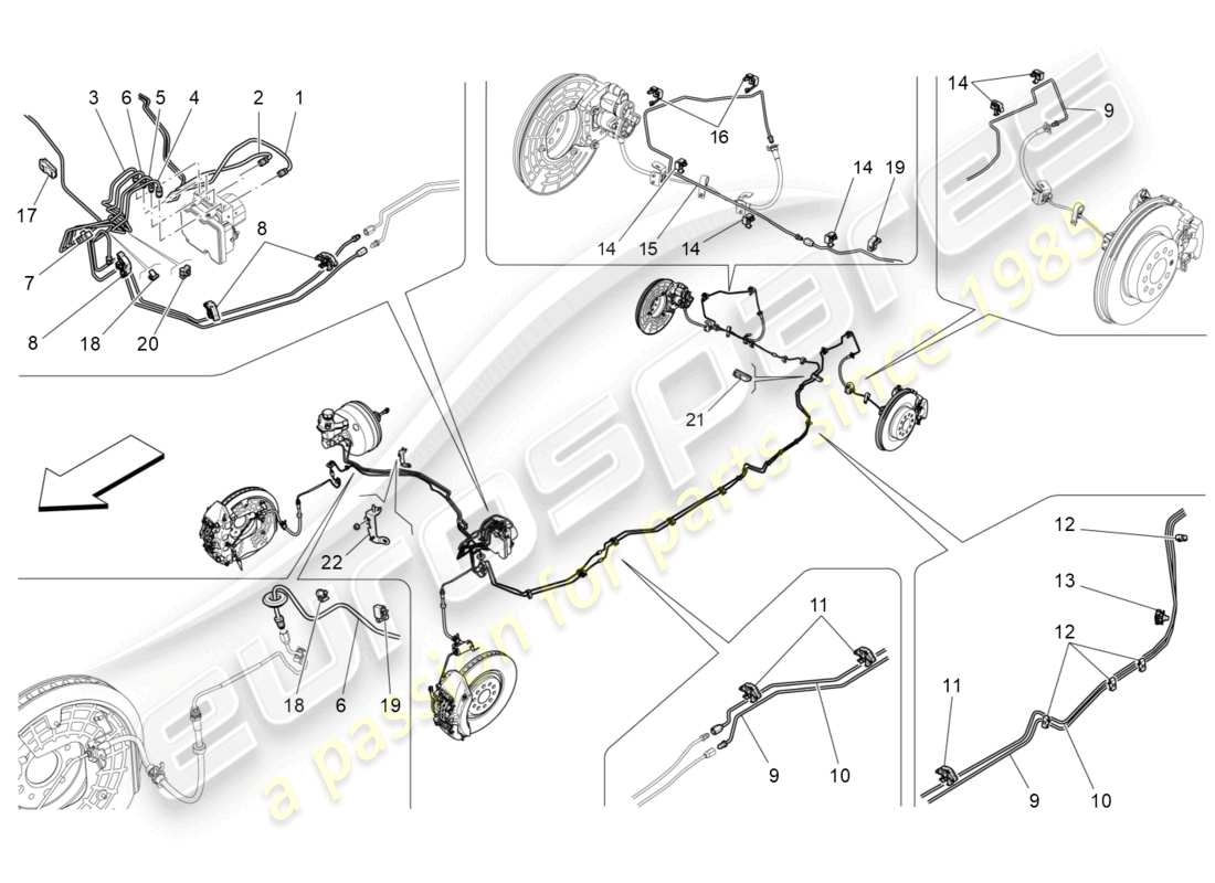 maserati levante trofeo (2020) diagrama de partes de líneas