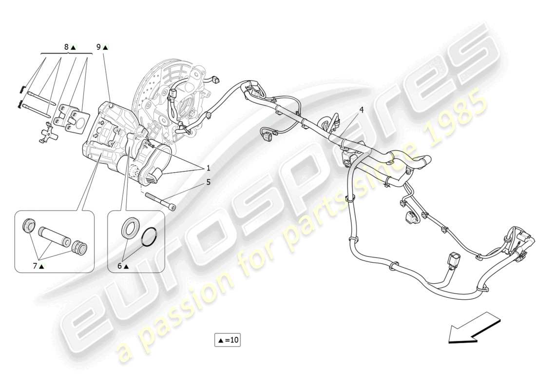 maserati levante modena (2022) diagrama de piezas del freno de estacionamiento