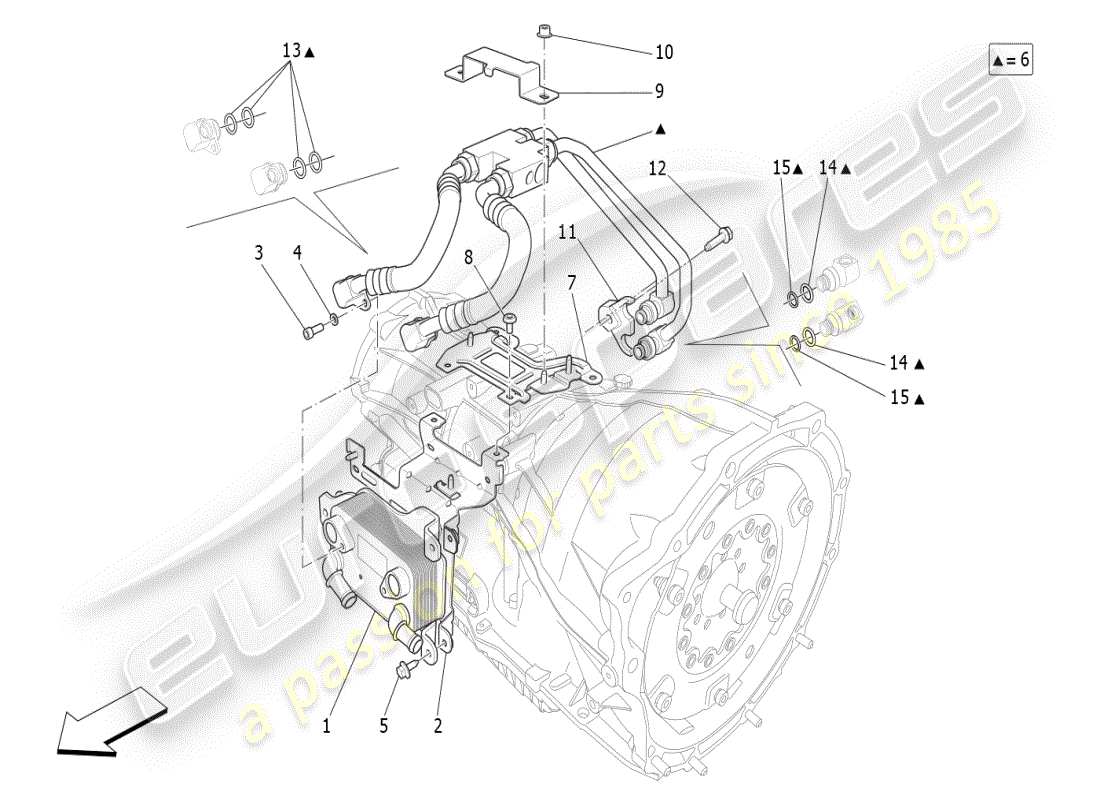 maserati ghibli (2021) diagrama de piezas de lubricación y refrigeración del aceite de la caja de cambios
