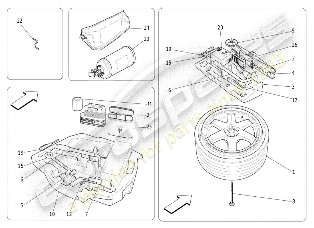maserati ghibli (2019) estándar proporcionado diagrama de piezas