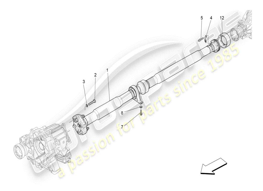 maserati ghibli (2019) eje de transmisión diagrama de piezas