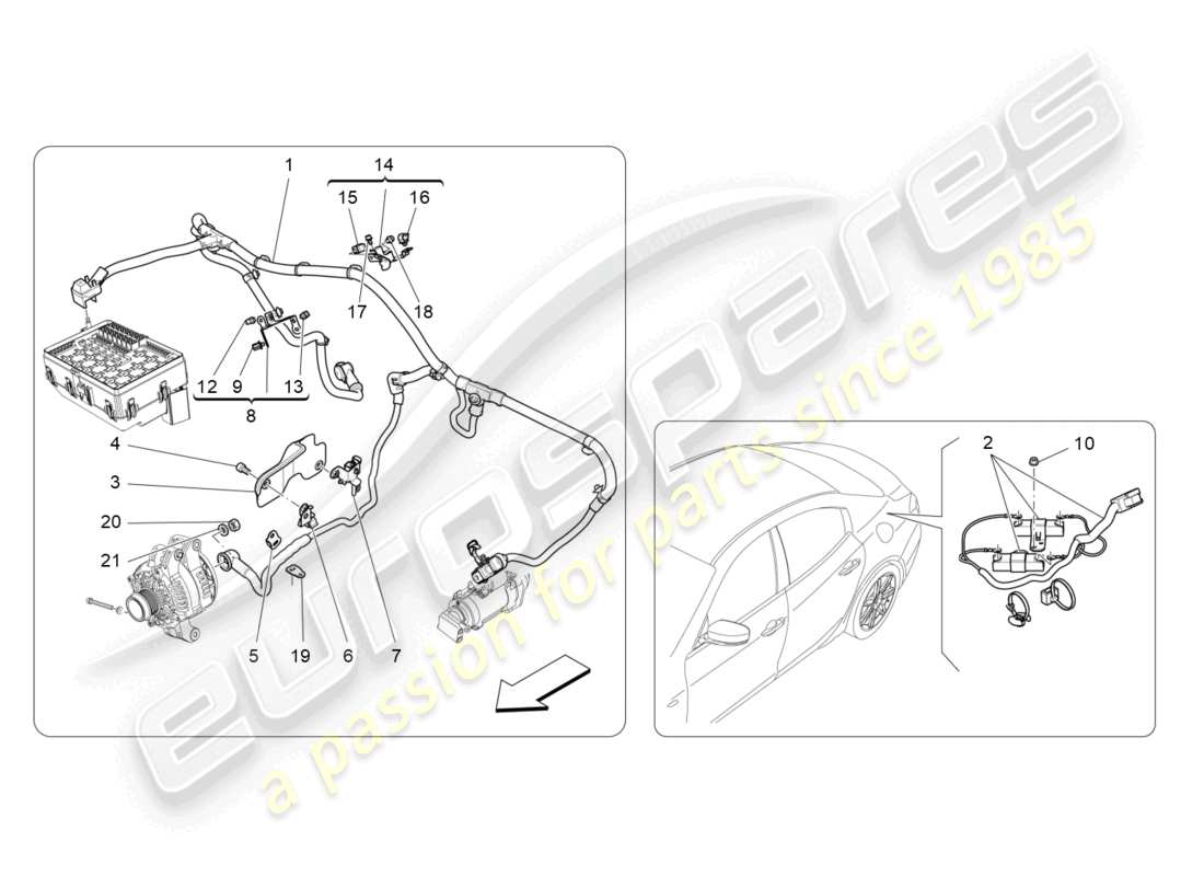 maserati ghibli fragment (2022) diagrama de piezas de cableado principal