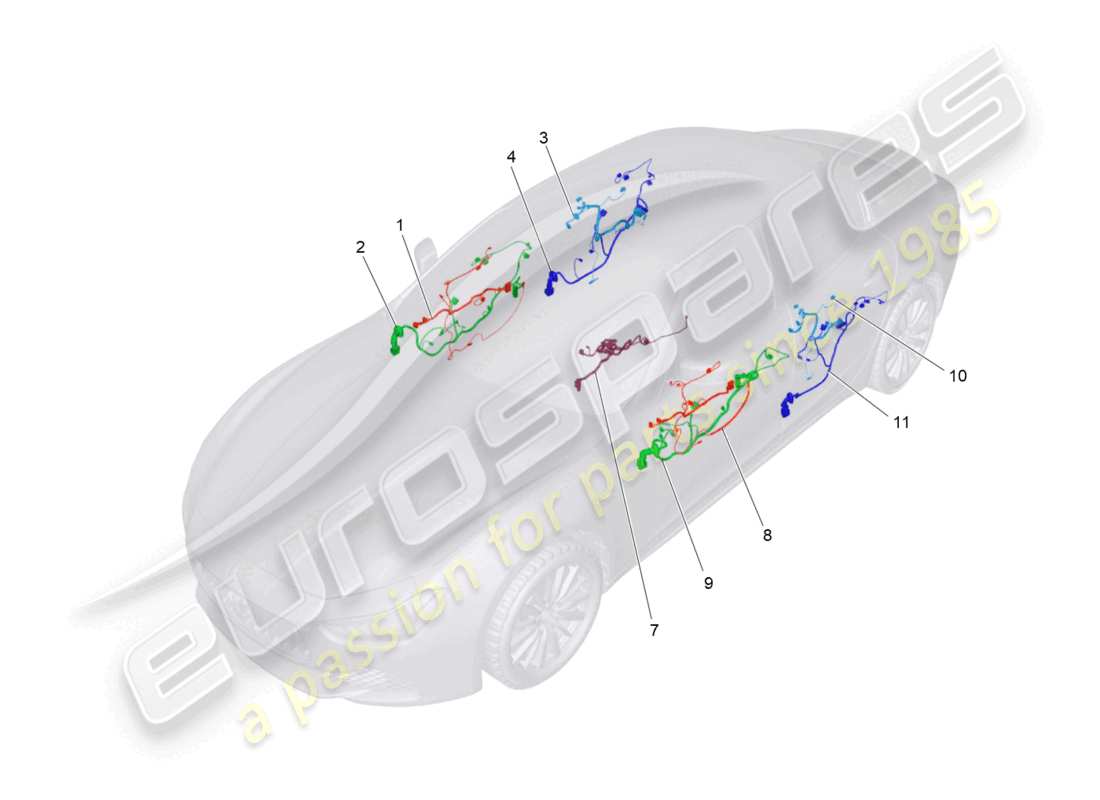 maserati ghibli fragment (2022) diagrama de piezas de cableado principal