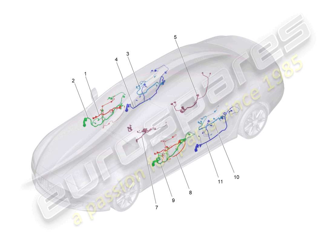 maserati quattroporte (2018) diagrama de piezas de cableado principal