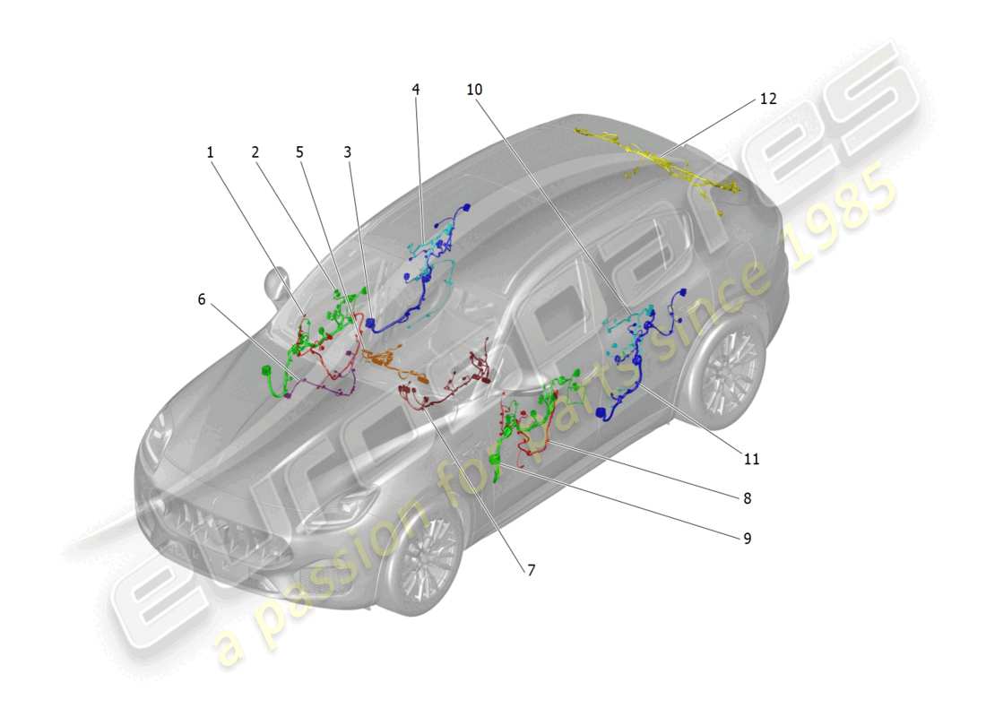maserati grecale trofeo (2023) cableado principal diagrama de piezas