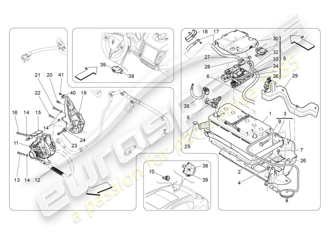 maserati levante modena (2022) diagrama de partes de generación y acumulación de energía