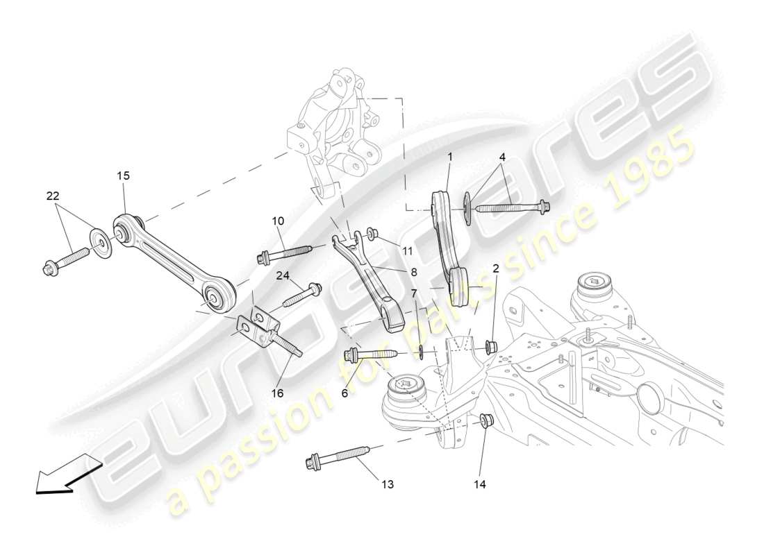 maserati levante tributo (2021) diagrama de piezas de la suspensión trasera