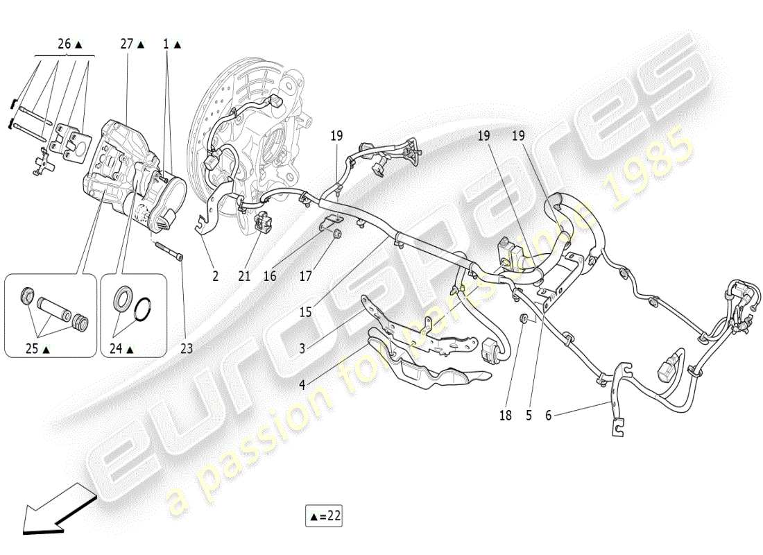 maserati ghibli (2019) parking brake diagrama de piezas