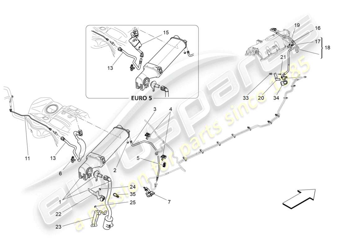 maserati ghibli (2014) fuel vapour recirculation system diagrama de piezas