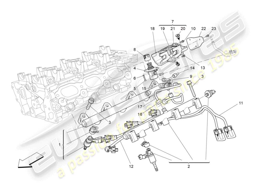maserati ghibli (2014) bombas de combustible y líneas de conexión diagrama de piezas