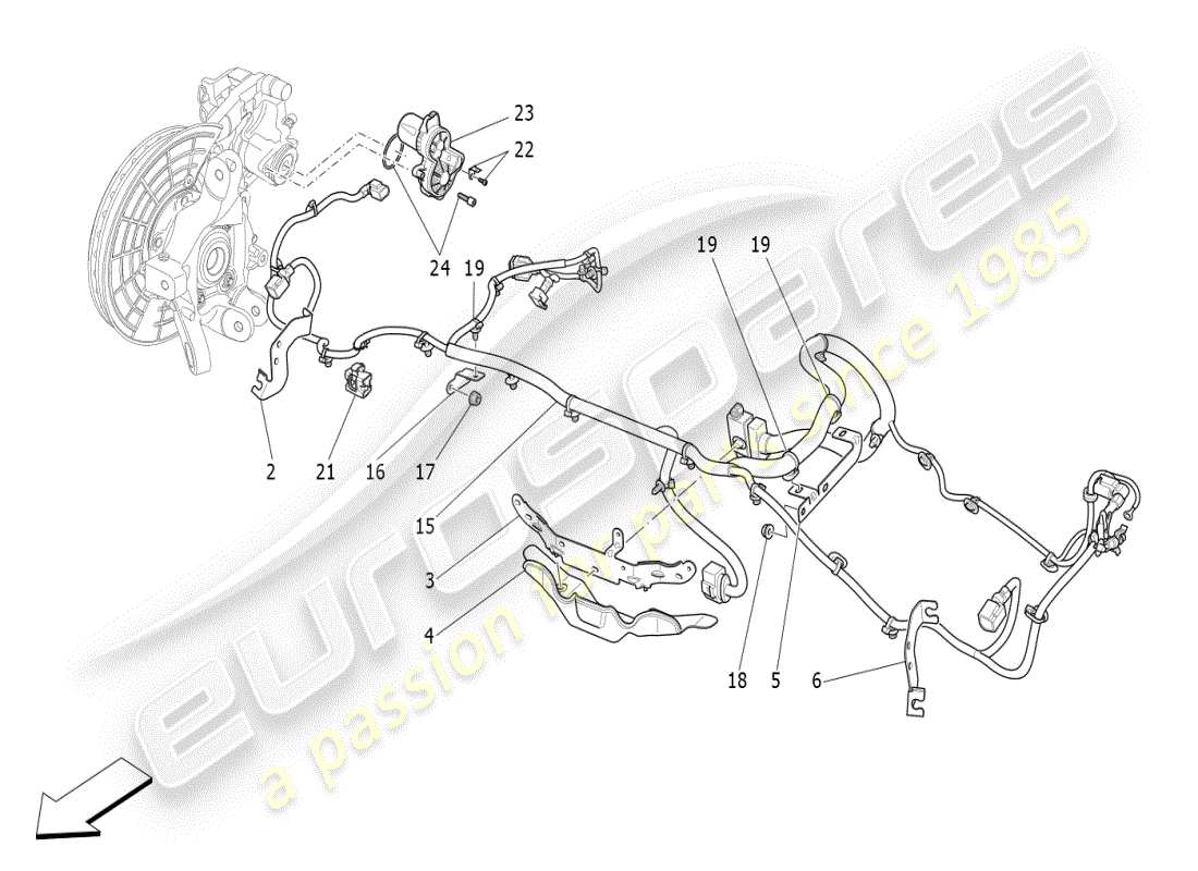 maserati ghibli (2019) parking brake diagrama de piezas